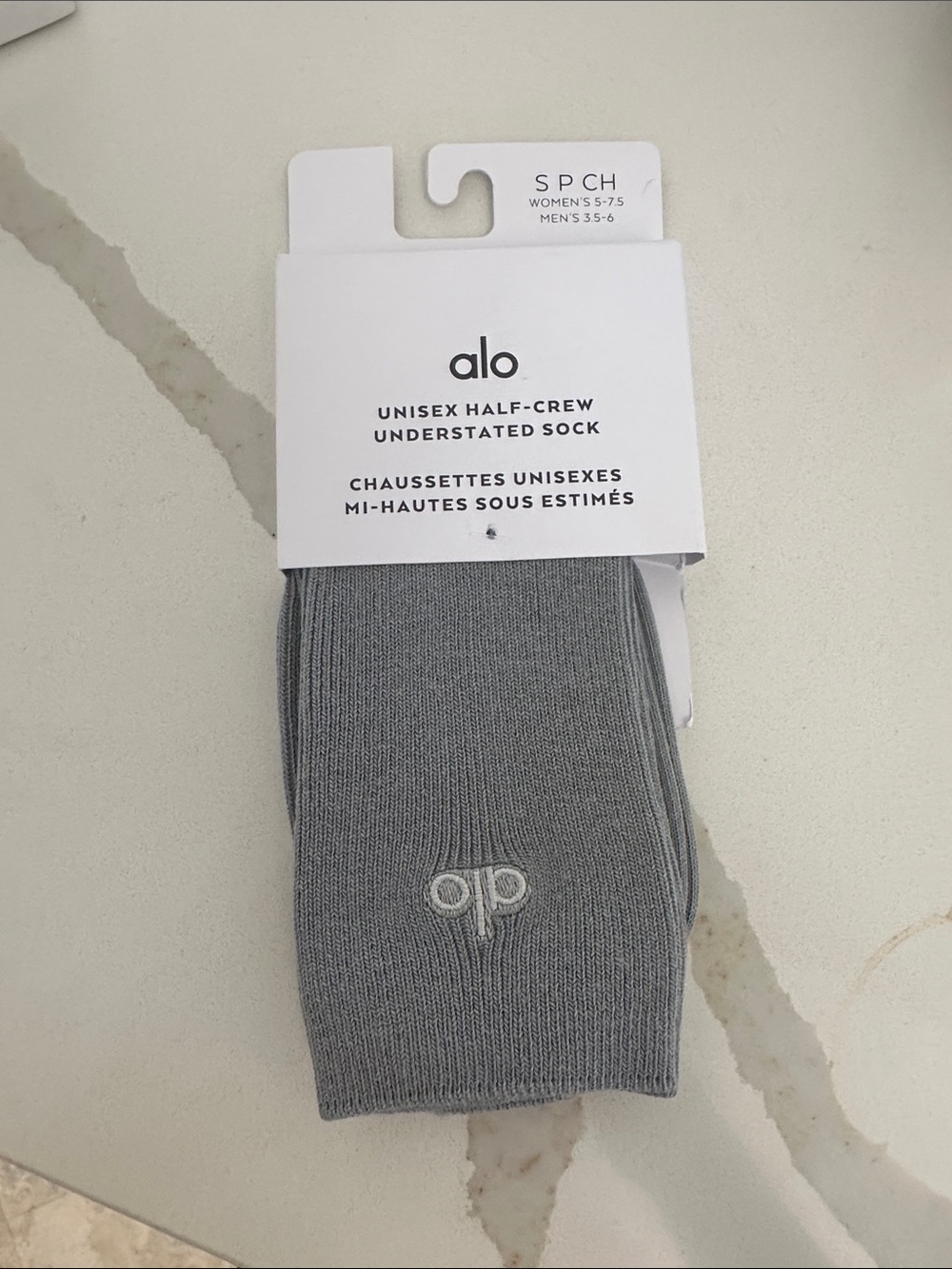 ALO Yoga Unisex Half-Crew Sock in Light Gray